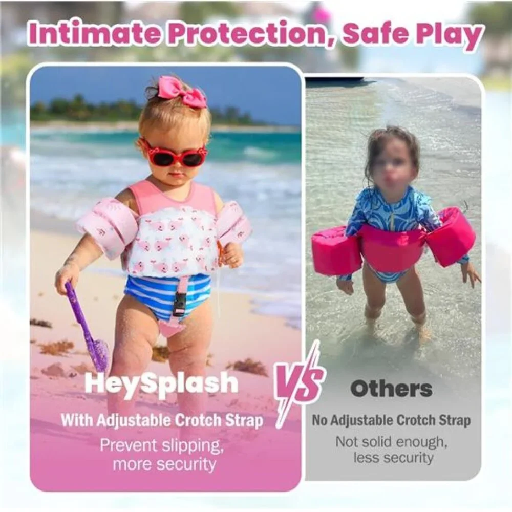 Girls Toddler Swim Vest, Toddler Floaties Fit 13-30 Lbs., Puddle Jumper for Kids